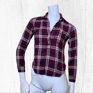 AEO boyfriend fit hi low plaid button up shirt